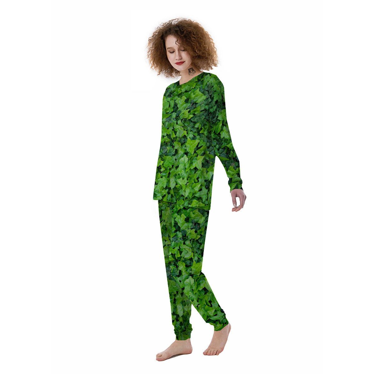 Ivy Wall Green Print Women's Pajamas-grizzshop
