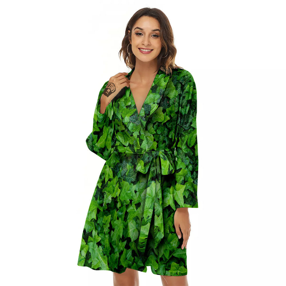 Ivy Wall Green Print Women's Robe-grizzshop