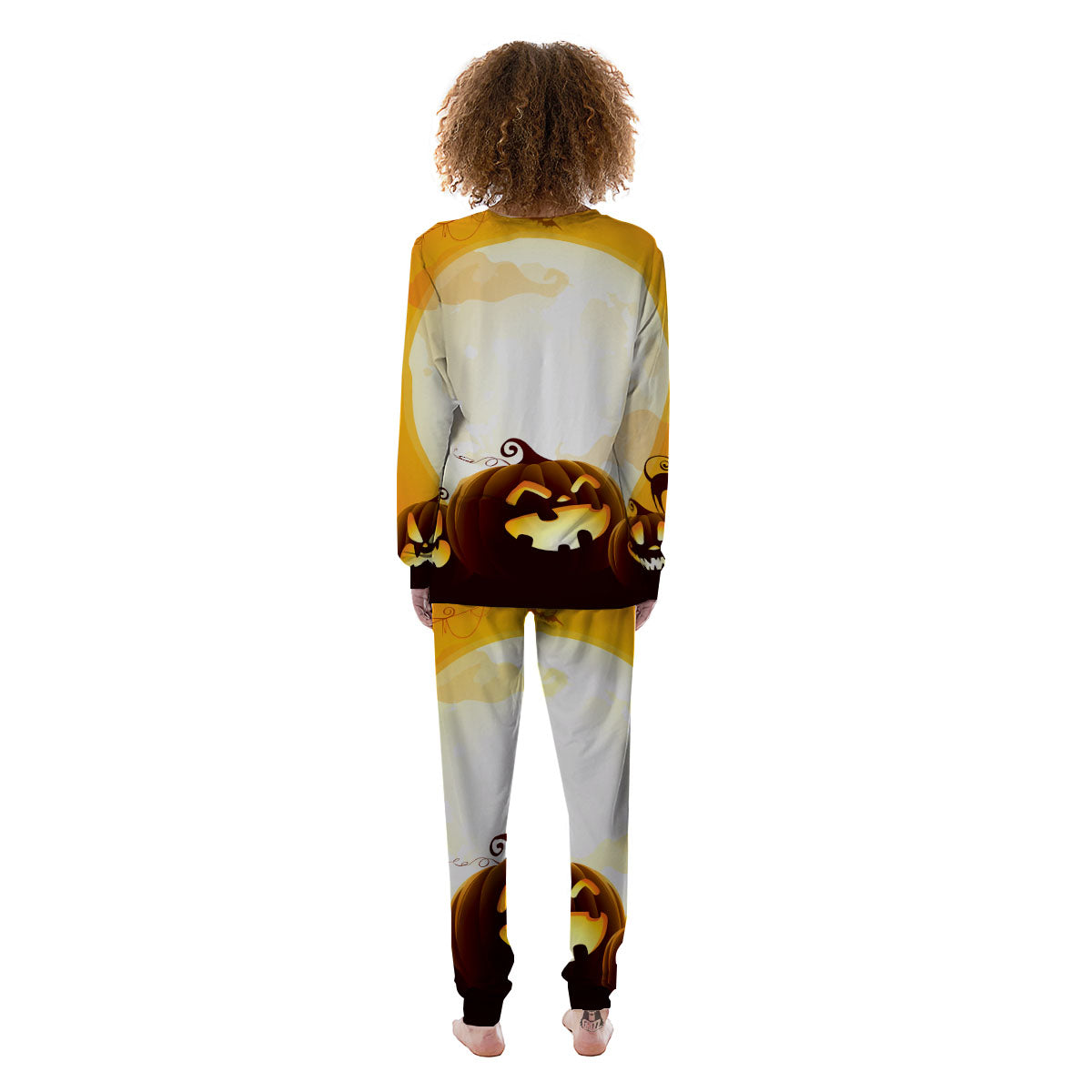 Jack-O'-Lantern Pumpkin Halloween Print Women's Pajamas-grizzshop