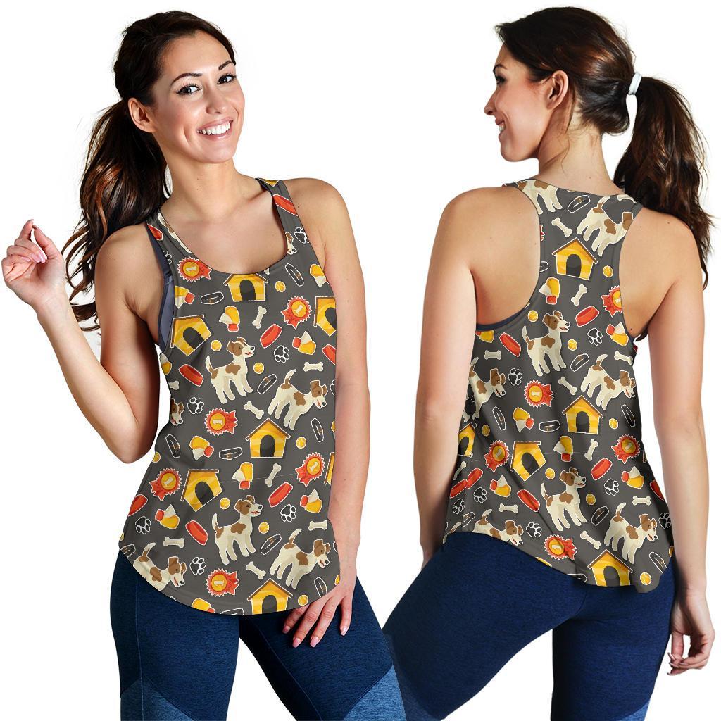 Jack Russell Dog Pattern Print Racerback Tank Tops-grizzshop