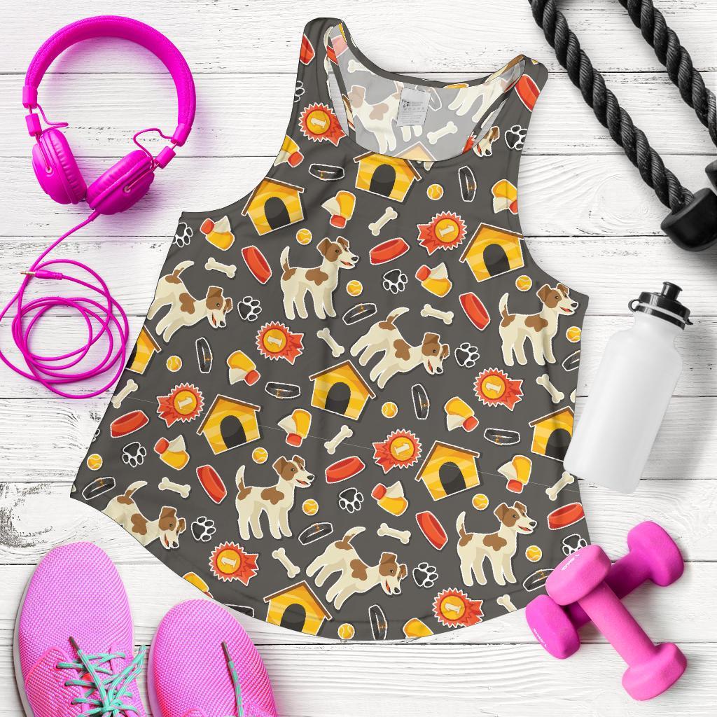 Jack Russell Dog Pattern Print Racerback Tank Tops-grizzshop