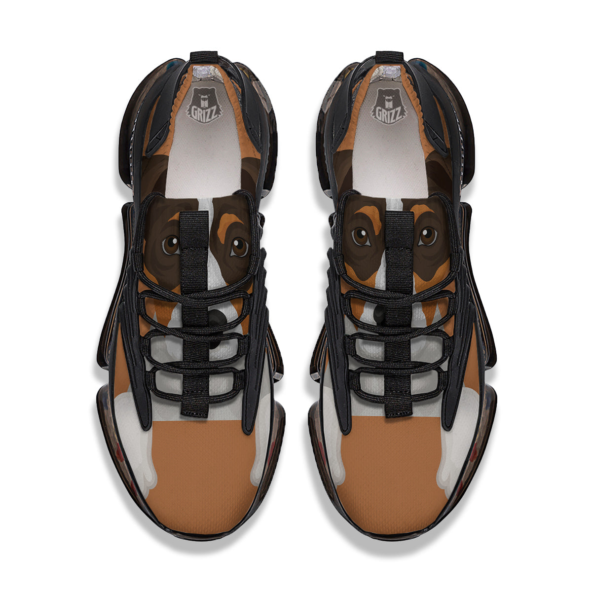 Jack Russell Terrier Cartoon Print Black Gym Shoes-grizzshop