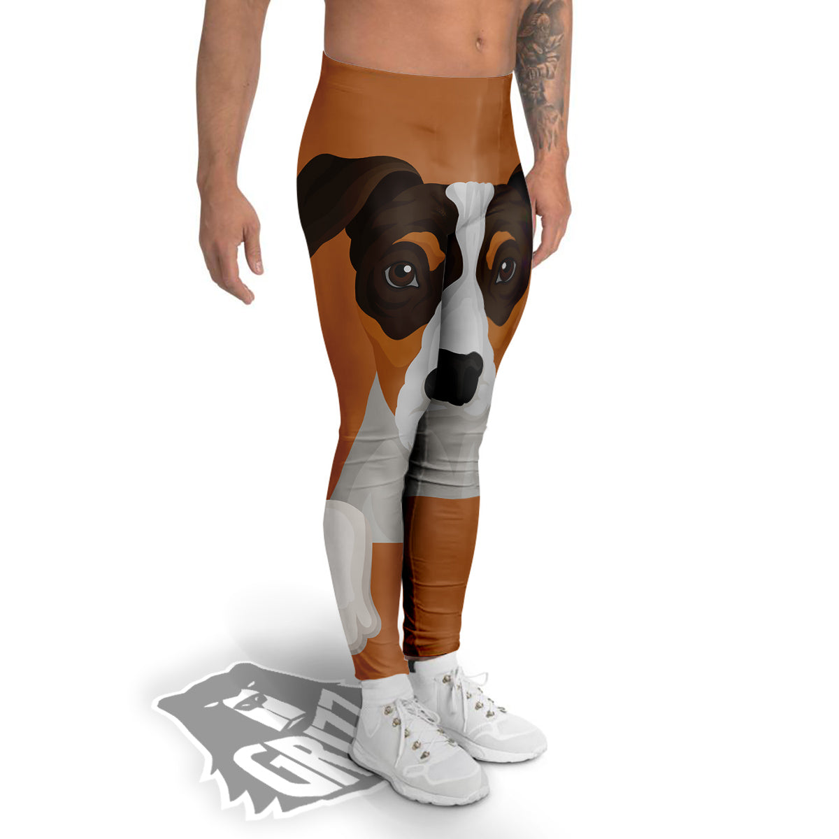 Jack Russell Terrier Cartoon Print Men's Leggings-grizzshop