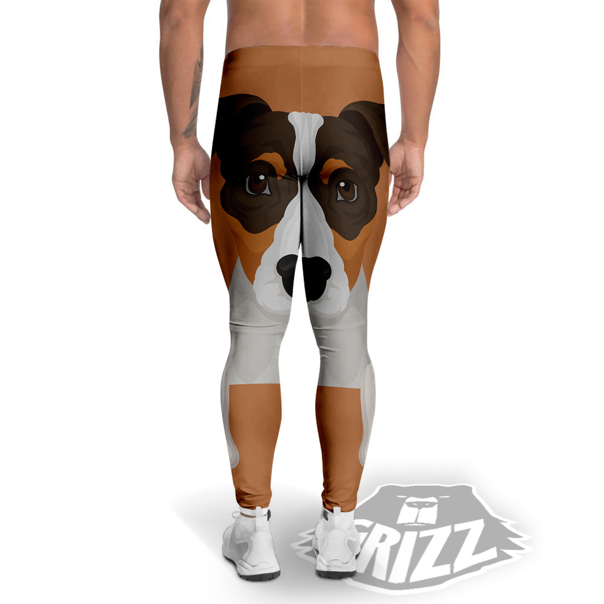 Jack Russell Terrier Cartoon Print Men's Leggings-grizzshop