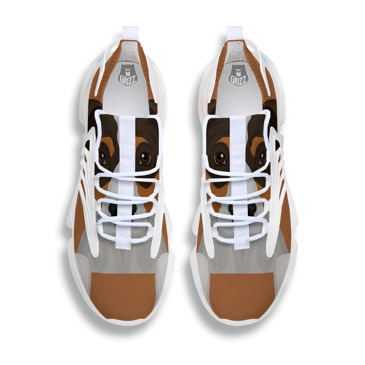 Jack Russell Terrier Cartoon Print White Gym Shoes-grizzshop