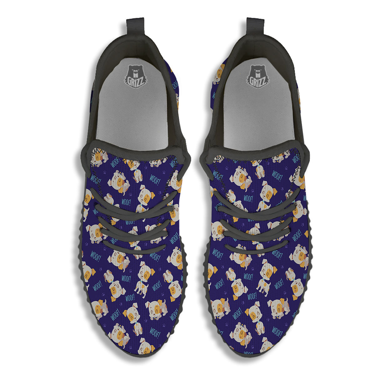 Jack Russell Terrier Cute Print Pattern Black Walking Shoes-grizzshop