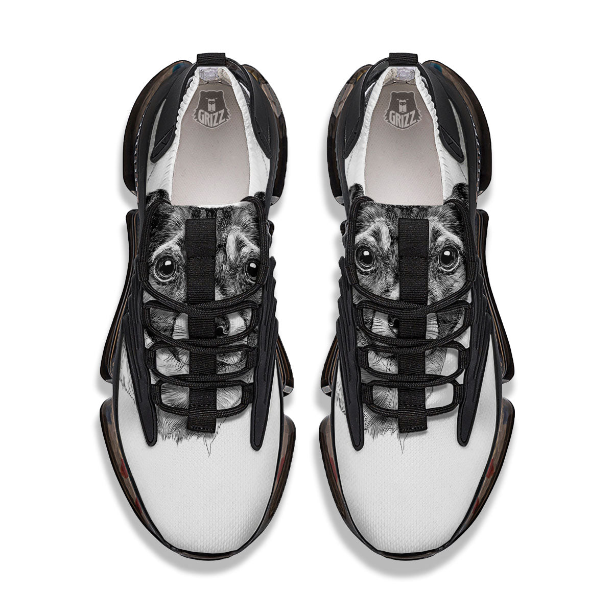 Jack Russell Terrier Drawing Print Black Gym Shoes-grizzshop
