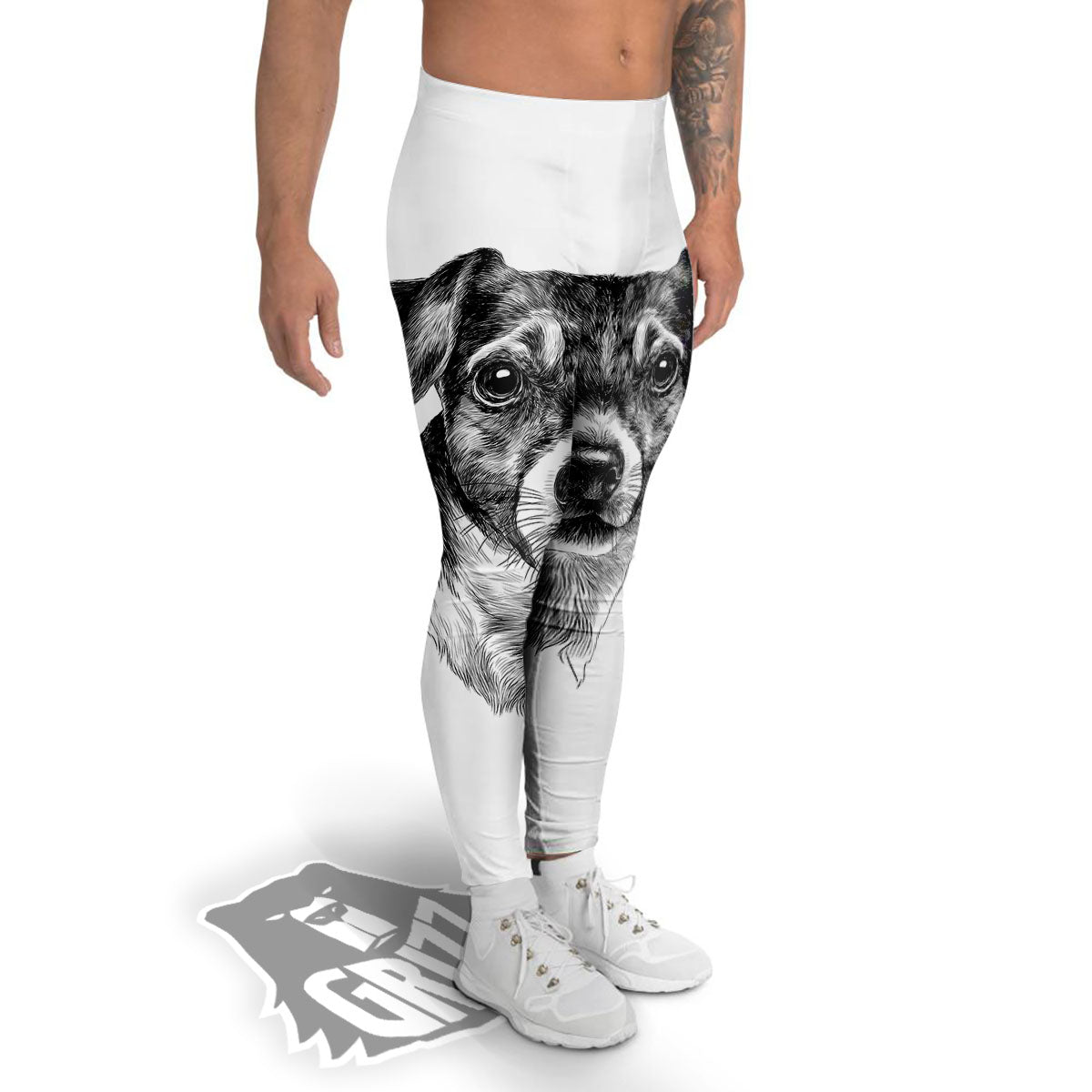 Jack Russell Terrier Drawing Print Men's Leggings-grizzshop