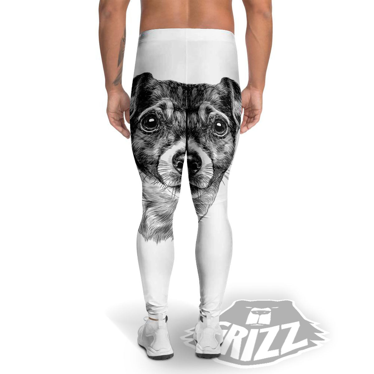 Jack Russell Terrier Drawing Print Men's Leggings-grizzshop