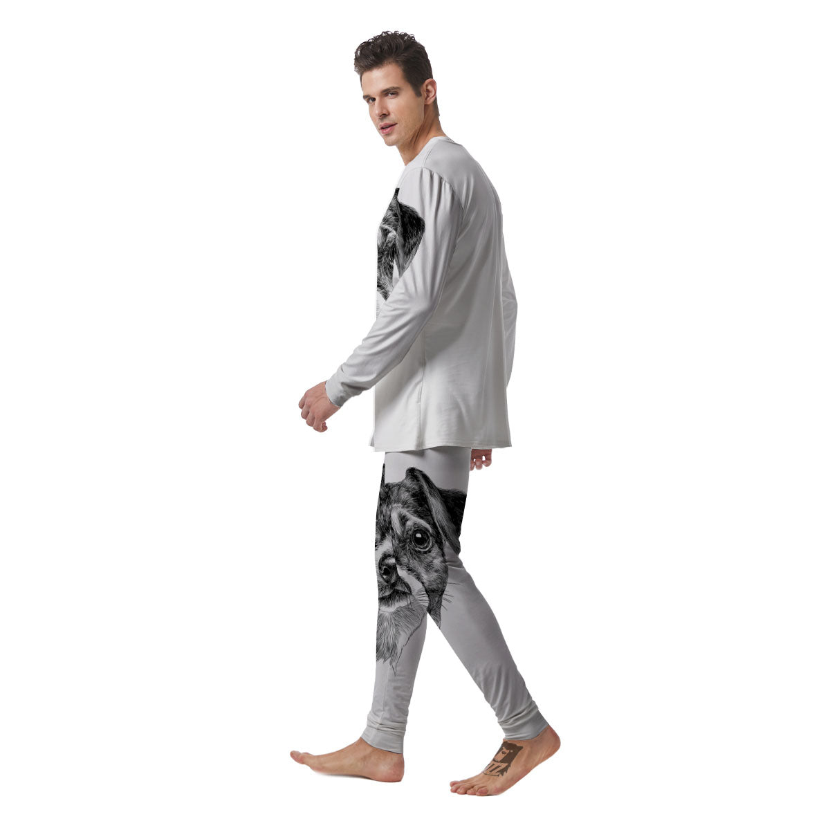 Jack Russell Terrier Drawing Print Men's Pajamas-grizzshop