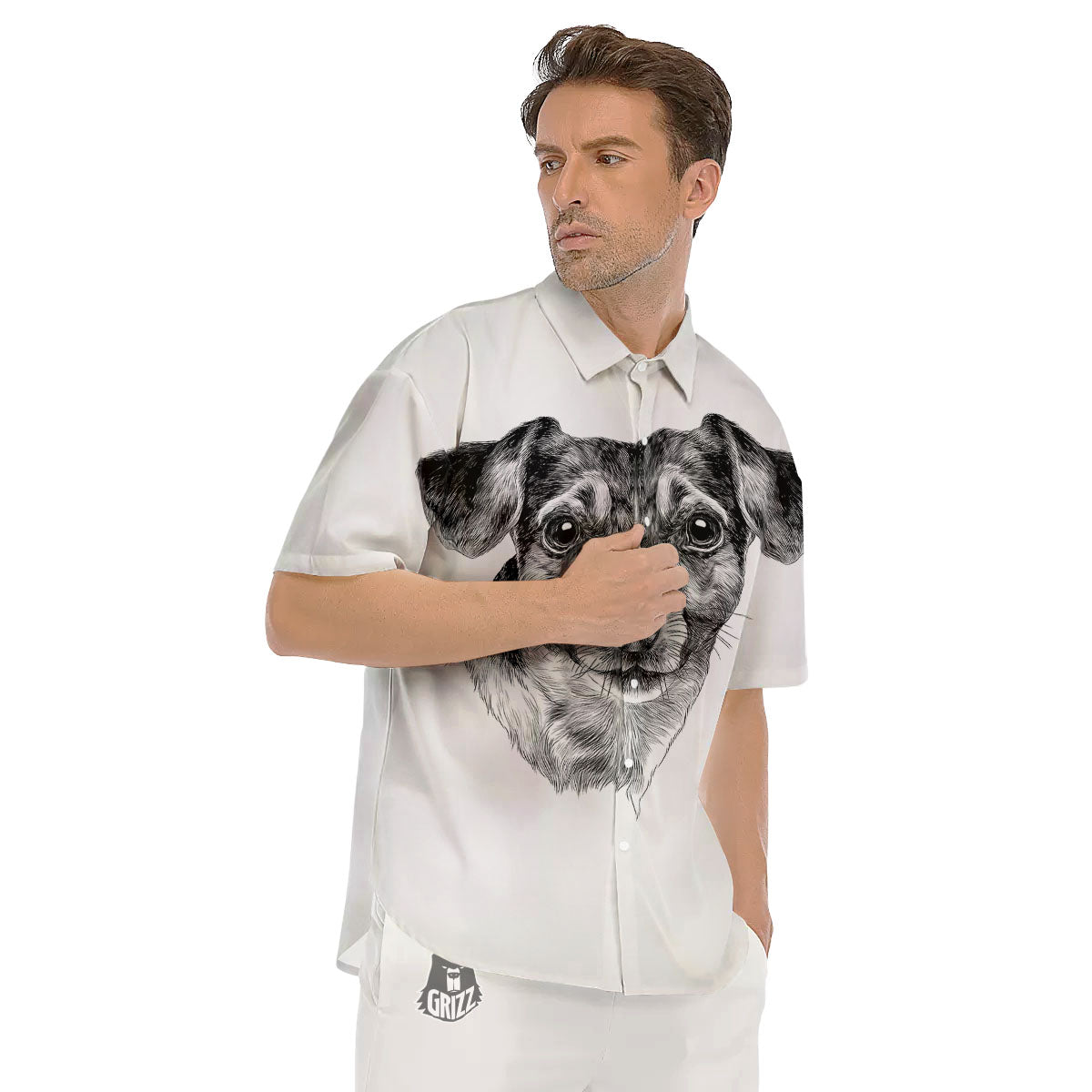 Jack Russell Terrier Drawing Print Men's Short Sleeve Shirts-grizzshop