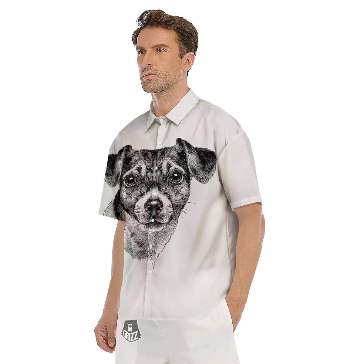 Jack Russell Terrier Drawing Print Men's Short Sleeve Shirts-grizzshop