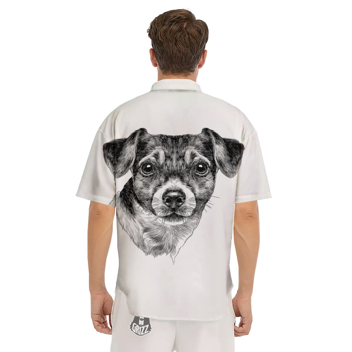 Jack Russell Terrier Drawing Print Men's Short Sleeve Shirts-grizzshop