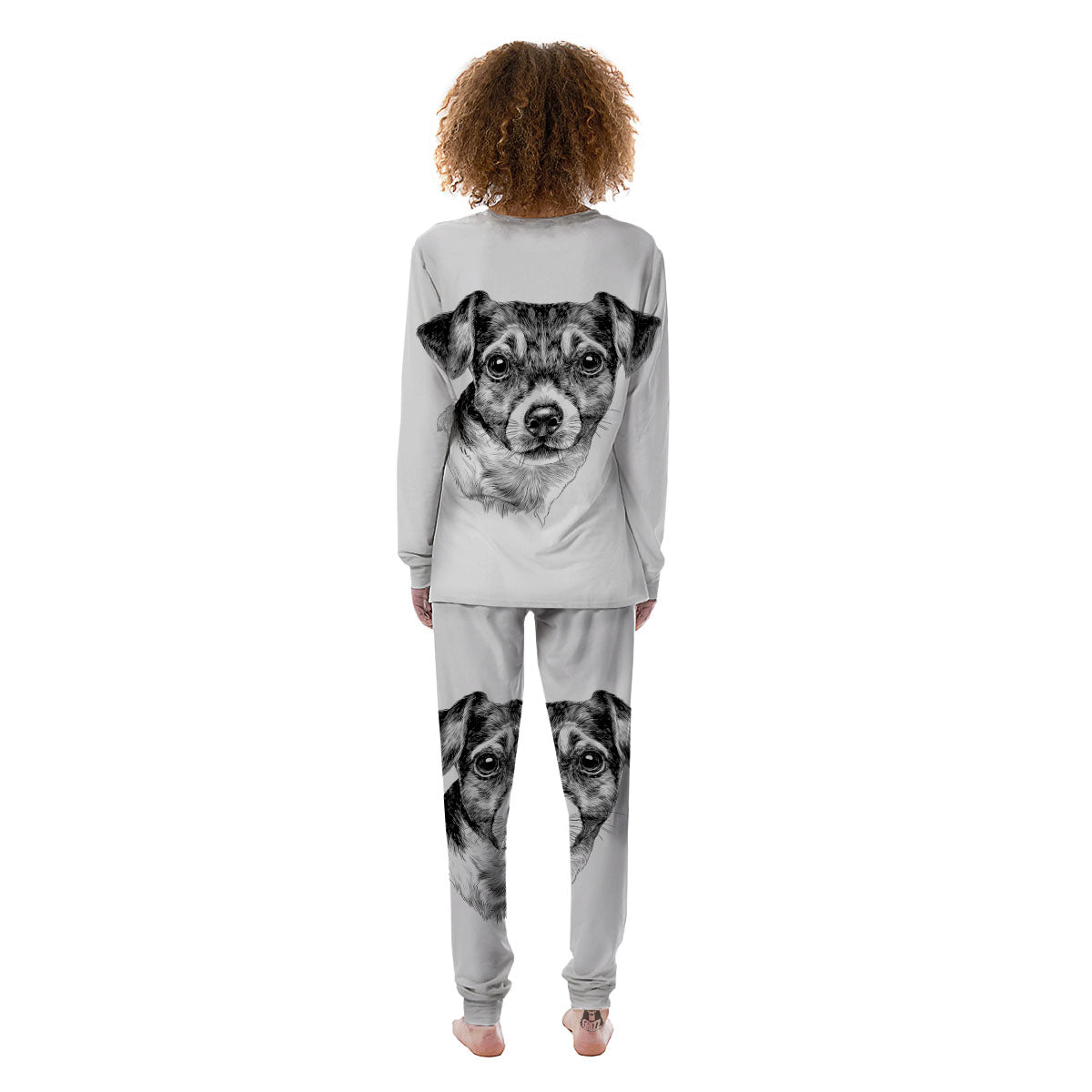 Jack Russell Terrier Drawing Print Women's Pajamas-grizzshop