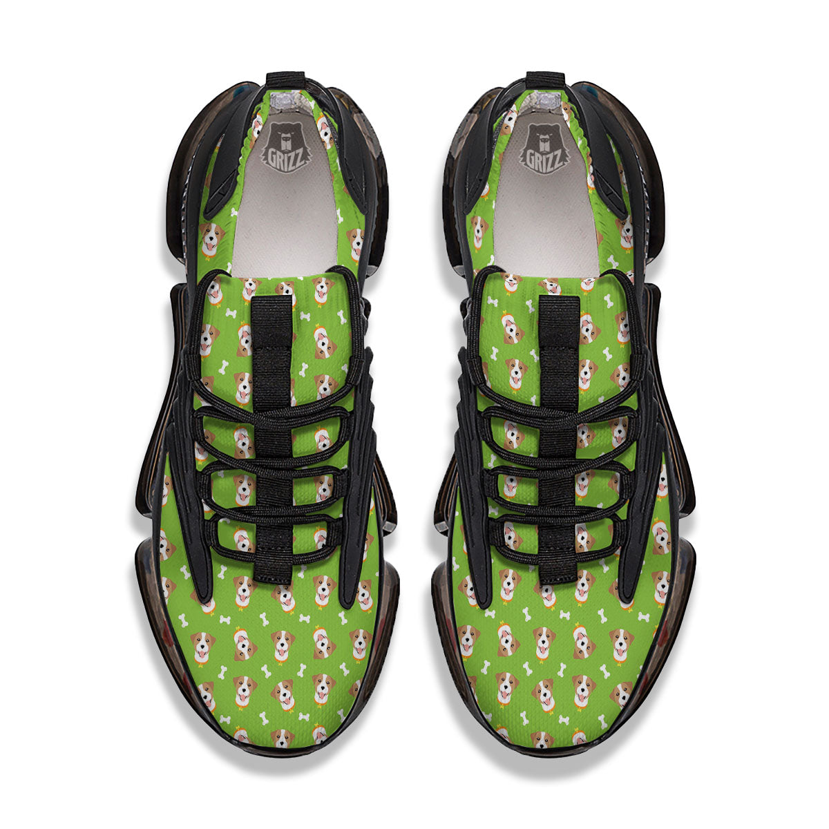 Jack Russell Terrier Happy Print Pattern Black Gym Shoes-grizzshop