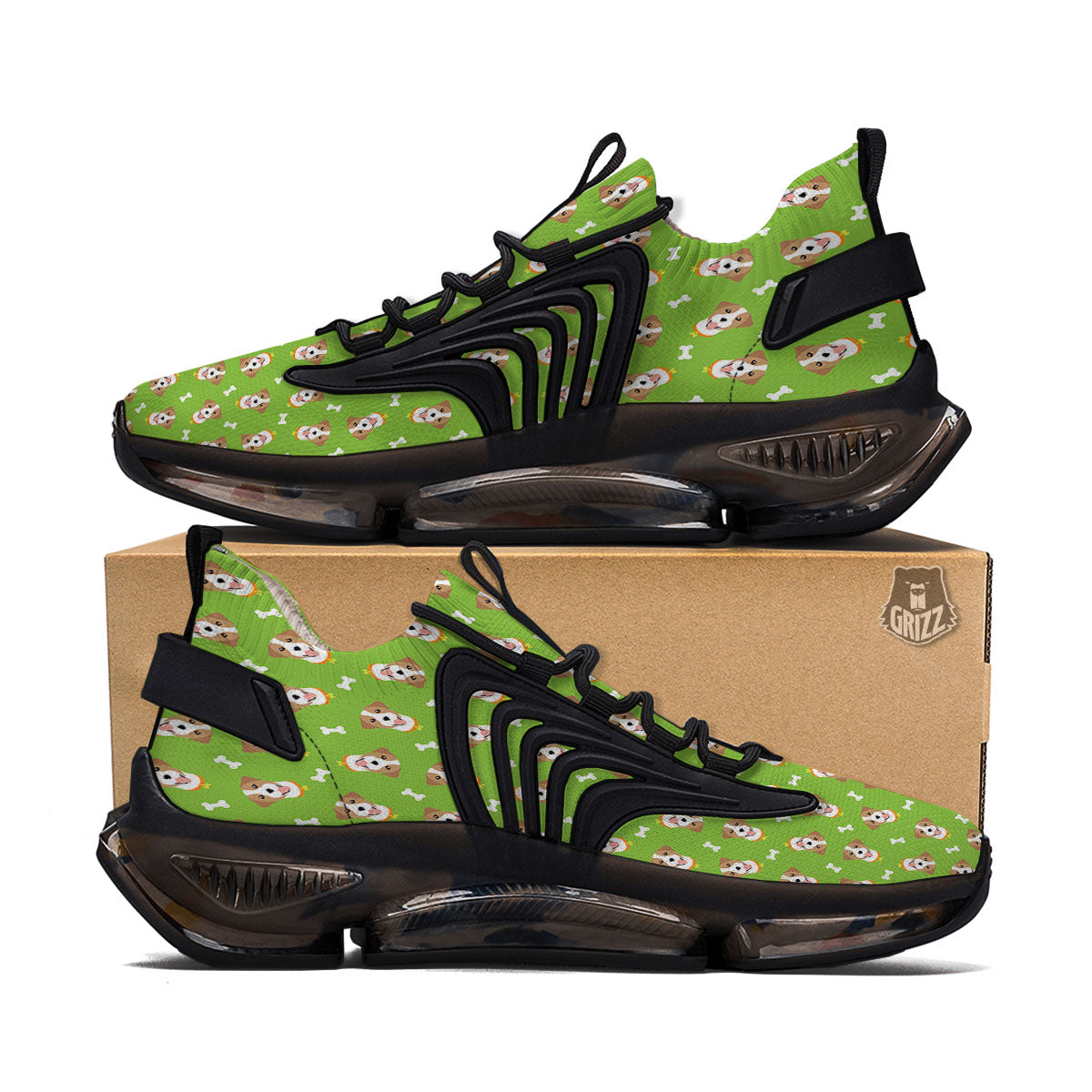 Jack Russell Terrier Happy Print Pattern Black Gym Shoes-grizzshop