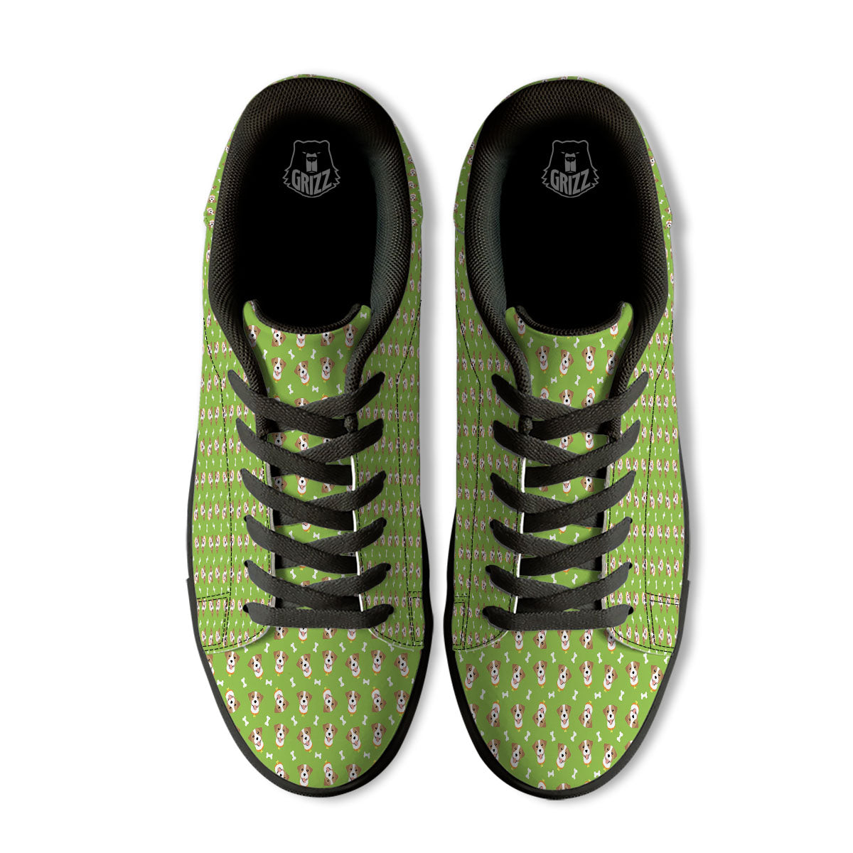 Jack Russell Terrier Happy Print Pattern Black Low Top Sneakers-grizzshop