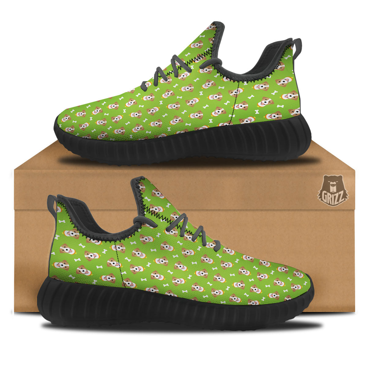 Jack Russell Terrier Happy Print Pattern Black Walking Shoes-grizzshop