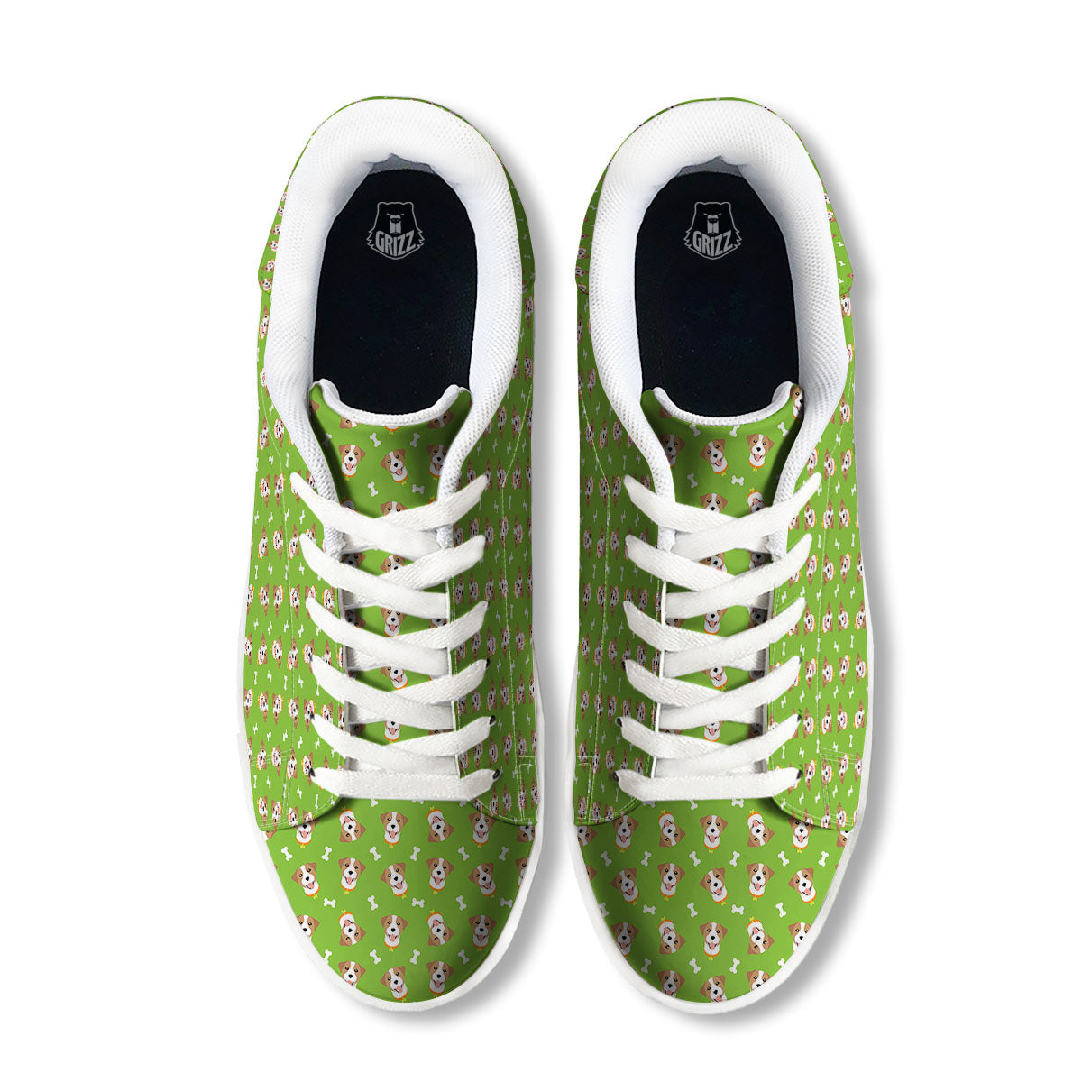 Jack Russell Terrier Happy Print Pattern White Low Top Sneakers-grizzshop