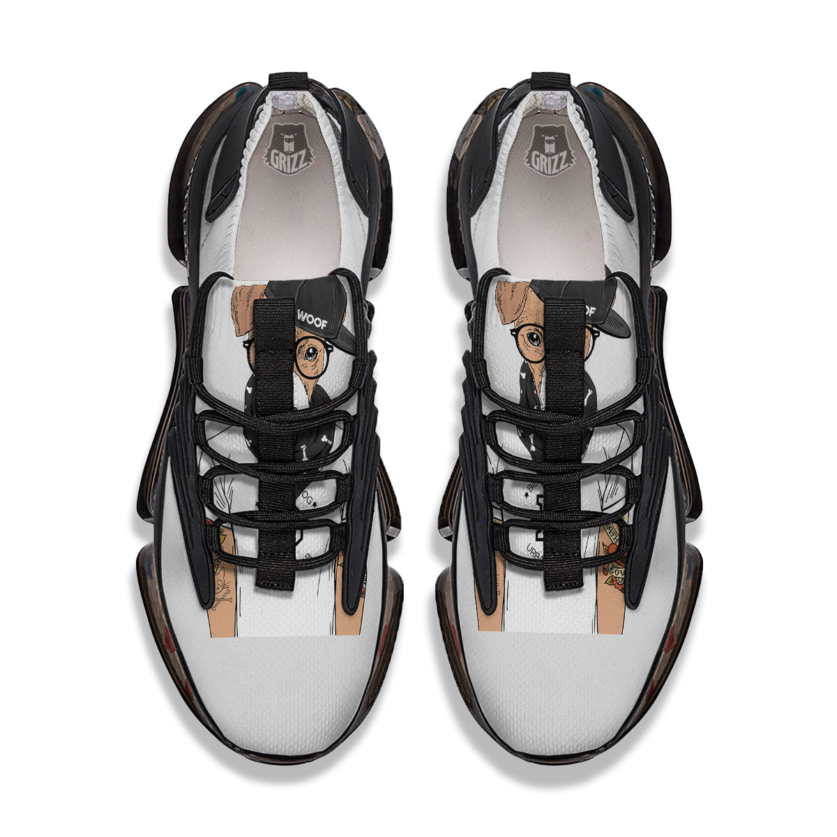 Jack Russell Terrier Hipster Print Black Gym Shoes-grizzshop