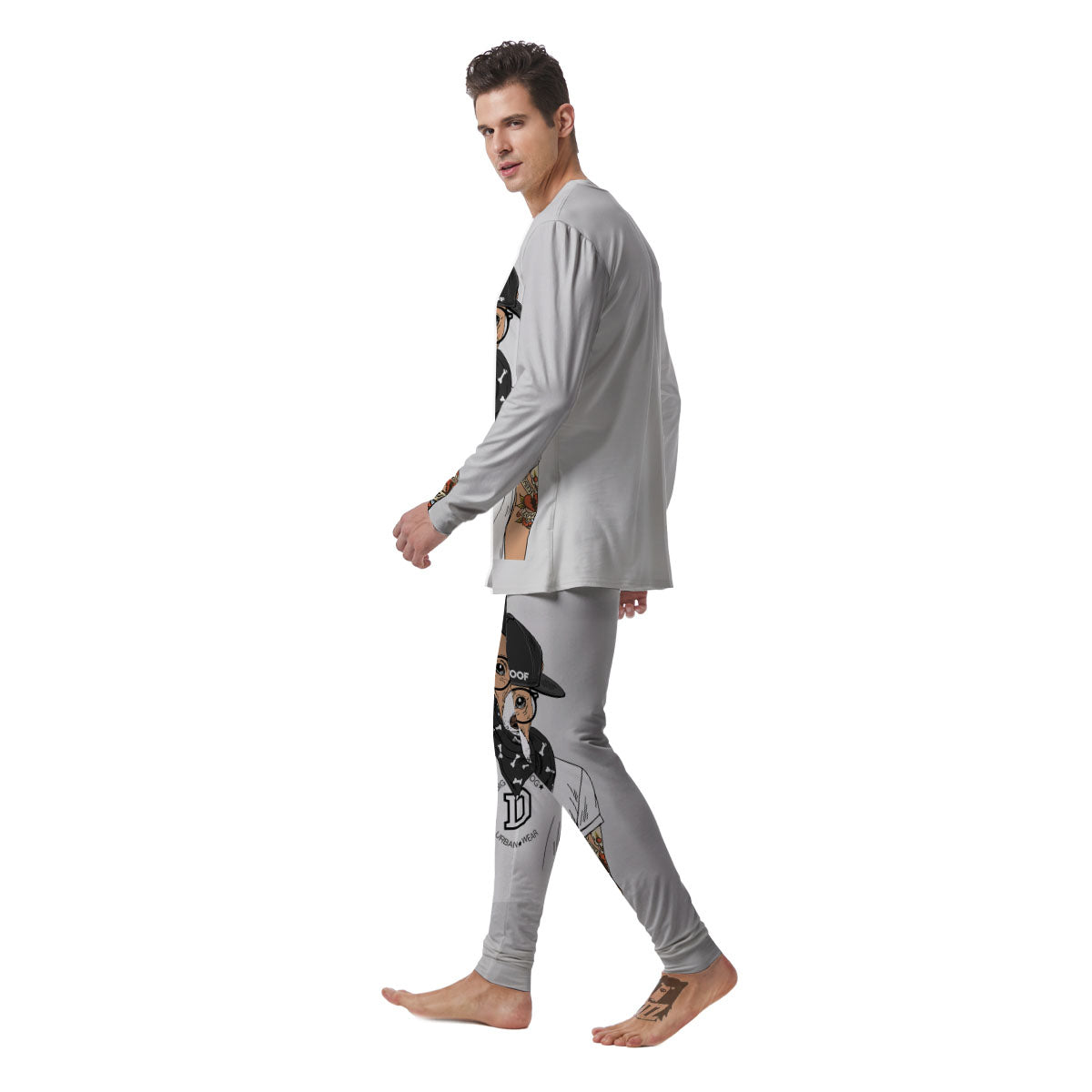Jack Russell Terrier Hipster Print Men's Pajamas-grizzshop