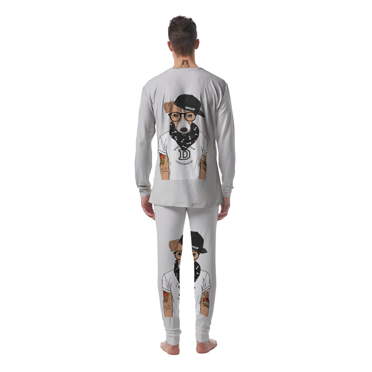 Jack Russell Terrier Hipster Print Men's Pajamas-grizzshop