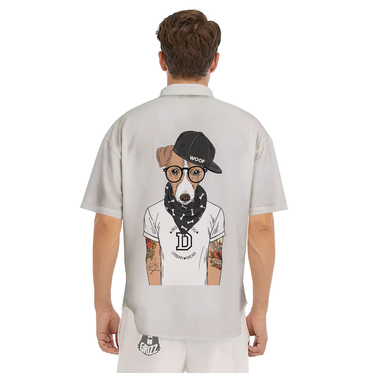 Jack Russell Terrier Hipster Print Men's Short Sleeve Shirts-grizzshop