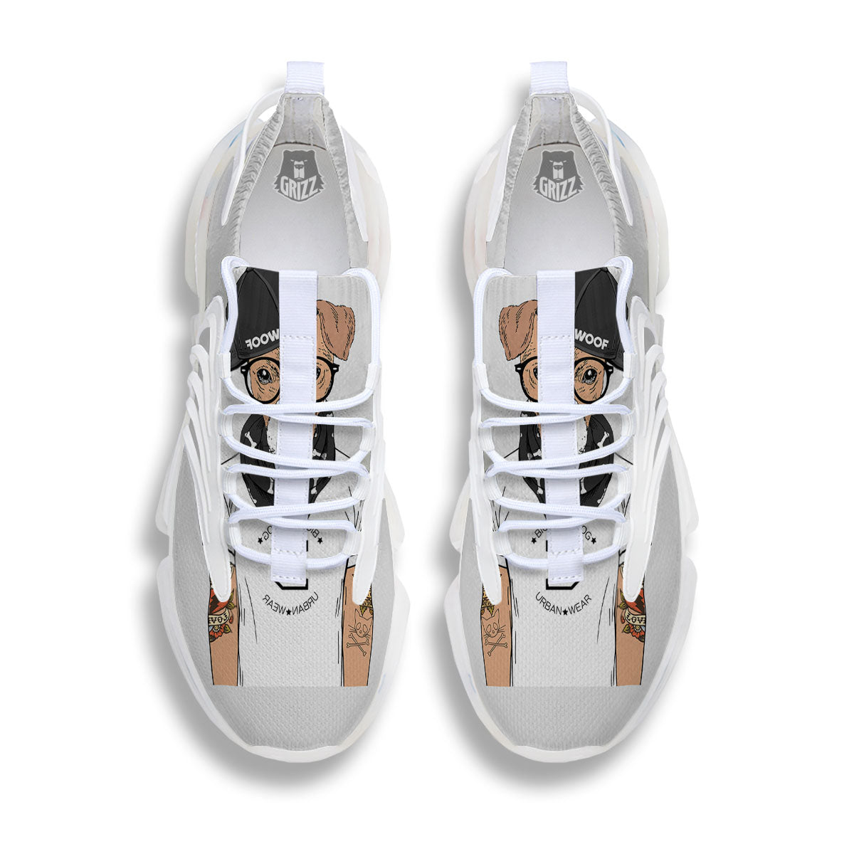 Jack Russell Terrier Hipster Print White Gym Shoes-grizzshop
