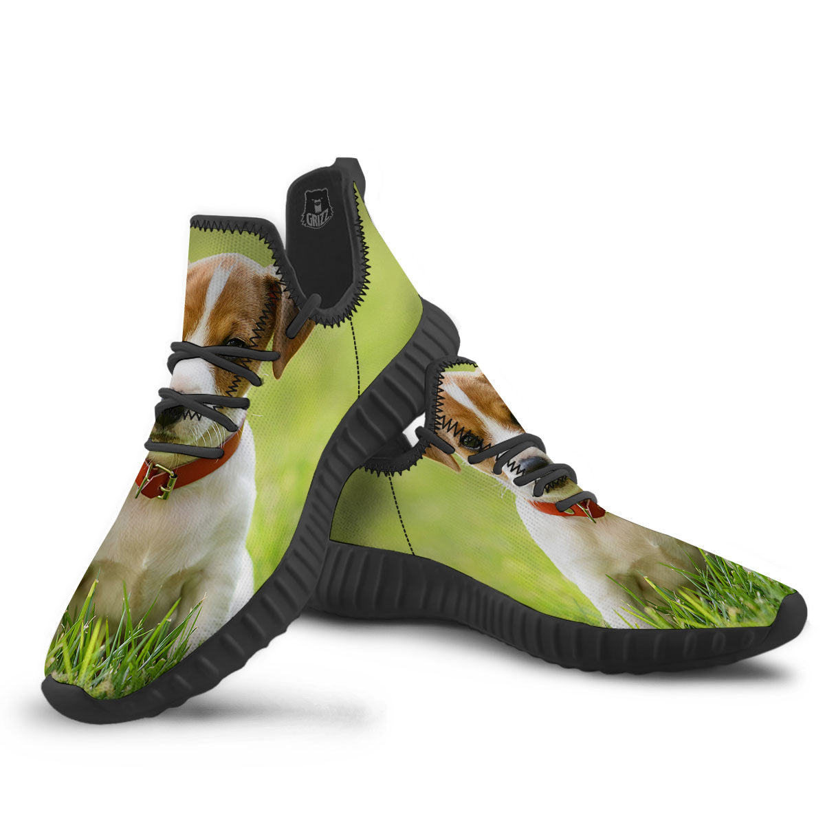 Jack Russell Terrier Little Print Black Walking Shoes-grizzshop