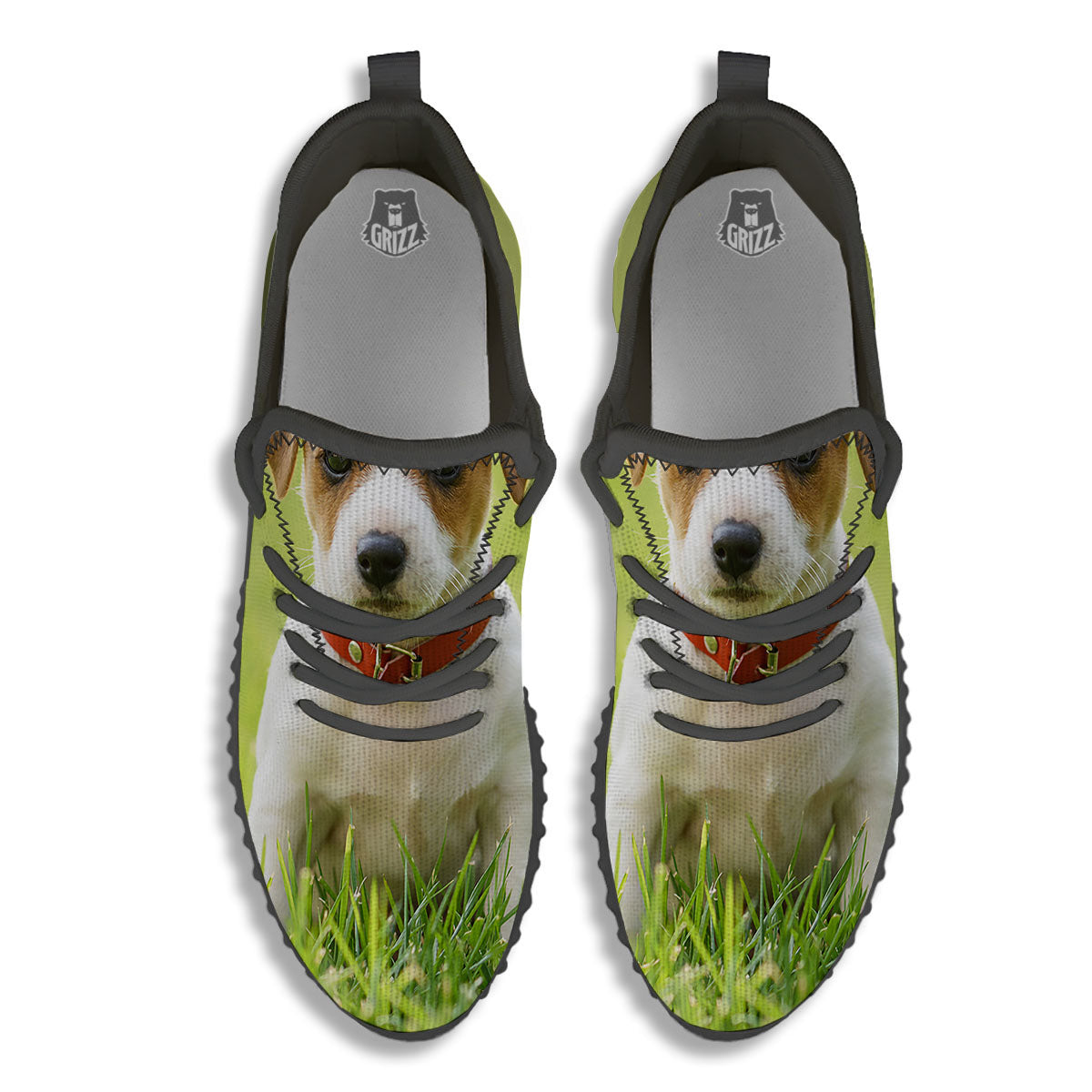 Jack Russell Terrier Little Print Black Walking Shoes-grizzshop