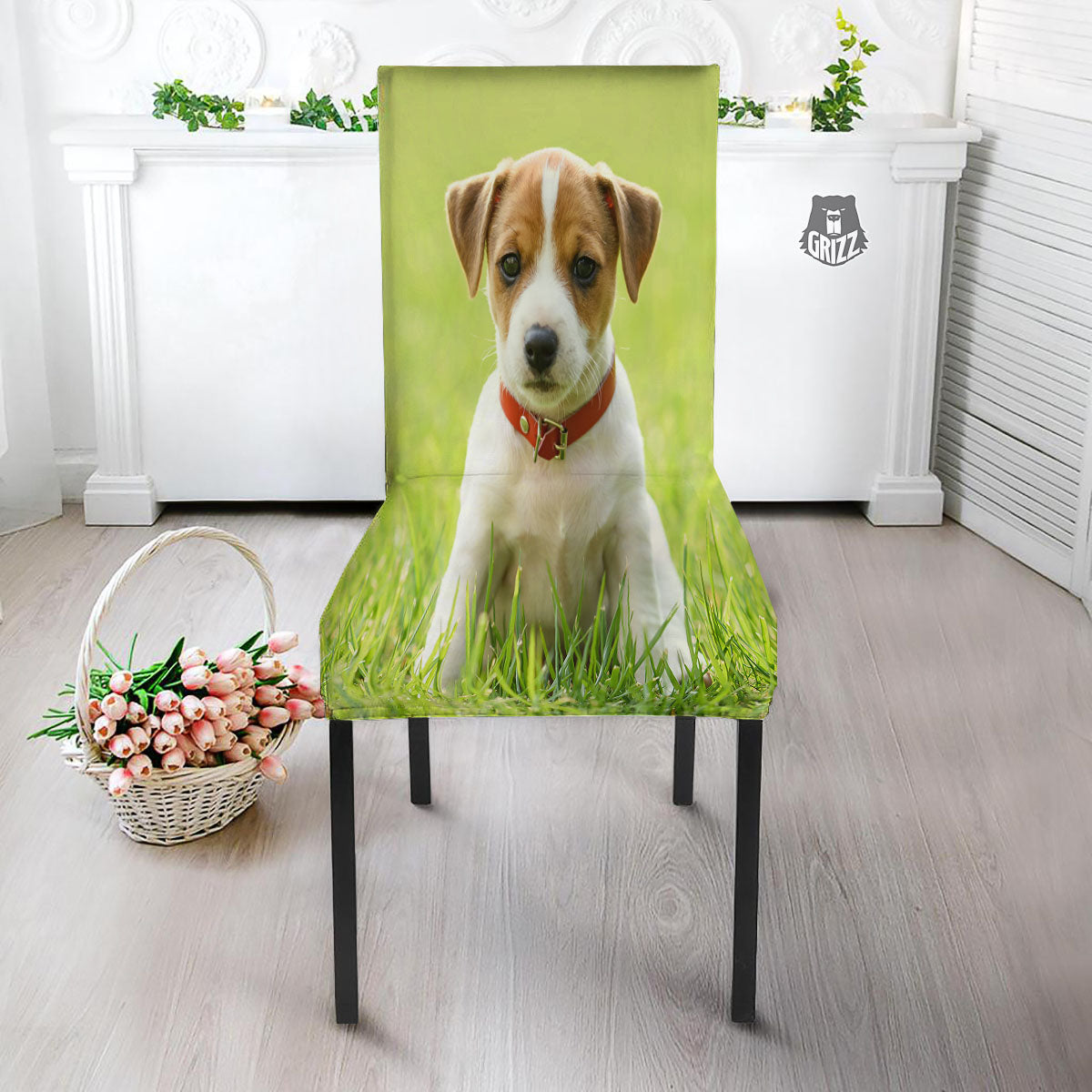 Jack Russell Terrier Little Print Dining Chair Slipcover-grizzshop