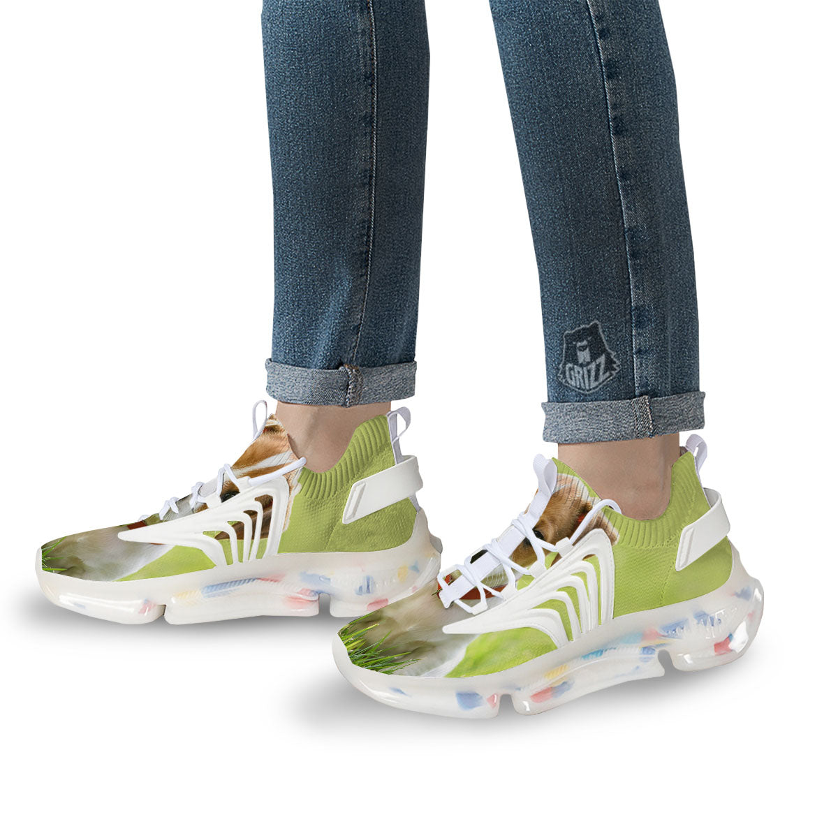 Jack Russell Terrier Little Print White Gym Shoes-grizzshop