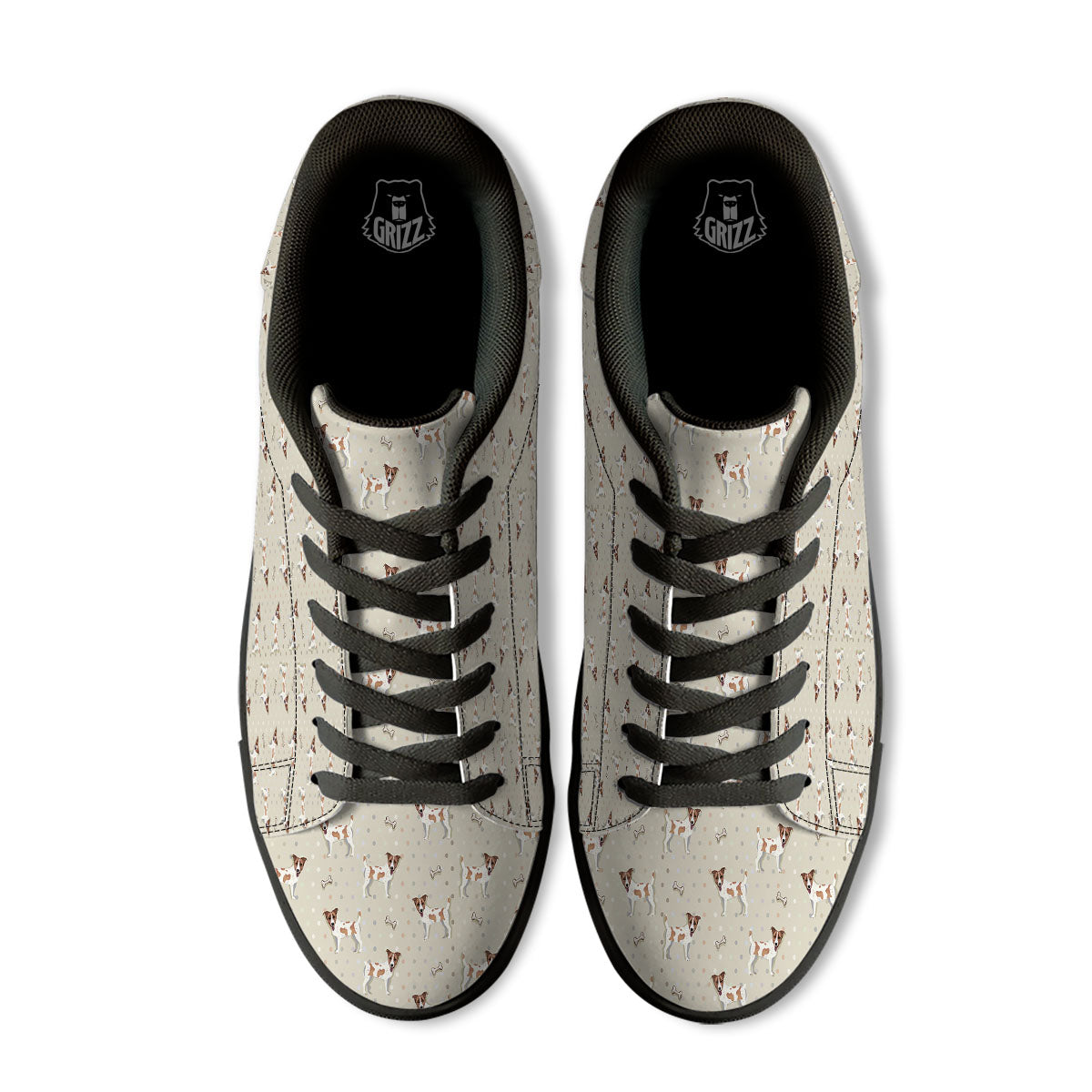 Jack Russell Terrier Polka Dot Print Pattern Black Low Top Sneakers-grizzshop
