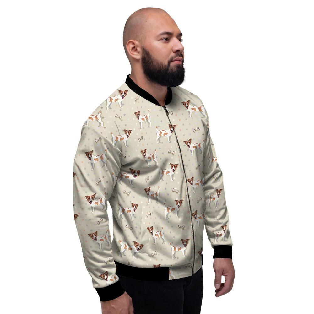 Jack Russell Terrier Polka Dot Print Pattern Men's Bomber Jacket-grizzshop