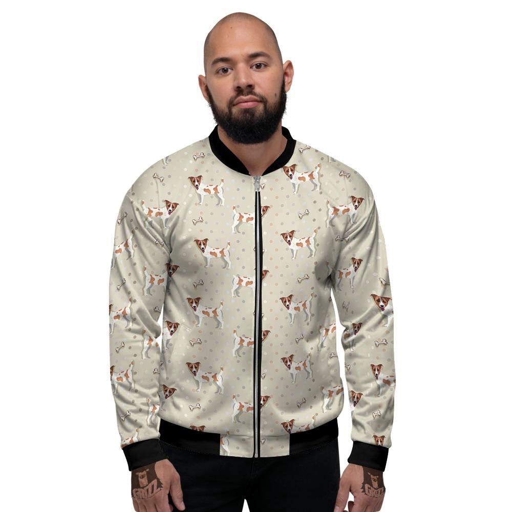 Jack Russell Terrier Polka Dot Print Pattern Men's Bomber Jacket-grizzshop