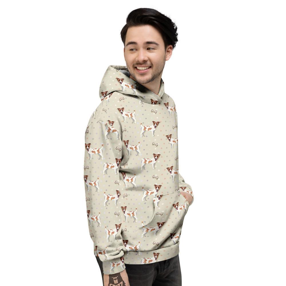 Jack Russell Terrier Polka Dot Print Pattern Men's Hoodie-grizzshop