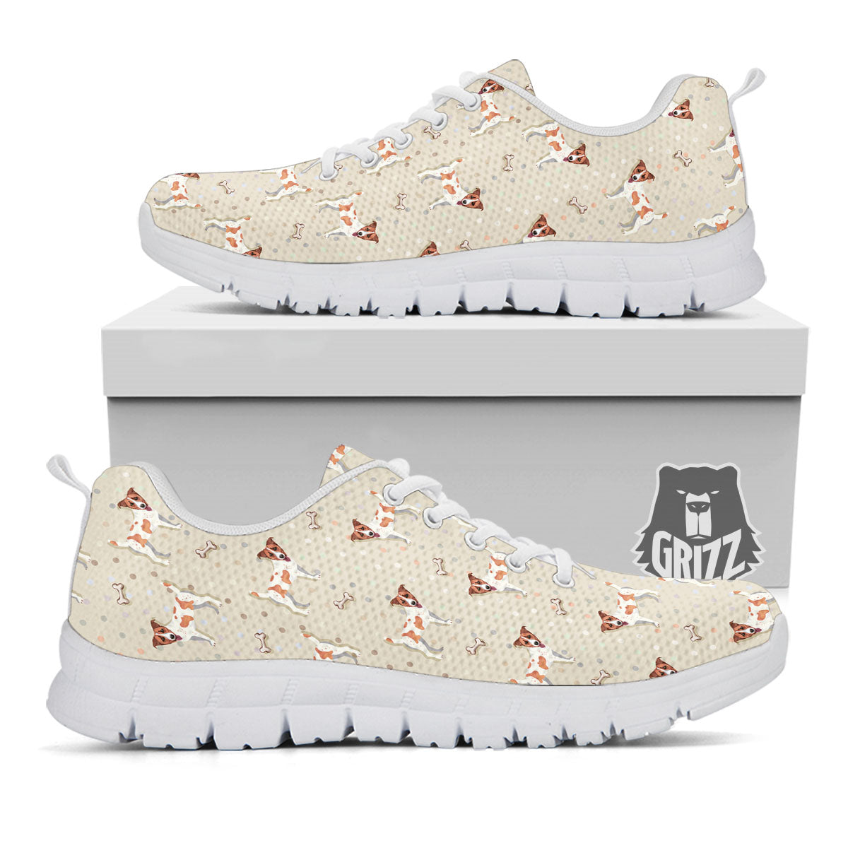 Jack Russell Terrier Polka Dot Print Pattern White Sneaker-grizzshop