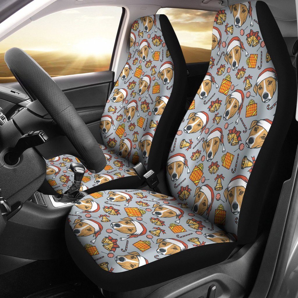 Jack Russell Dog Christmas Pattern Print Universal Fit Car Seat Cover-grizzshop