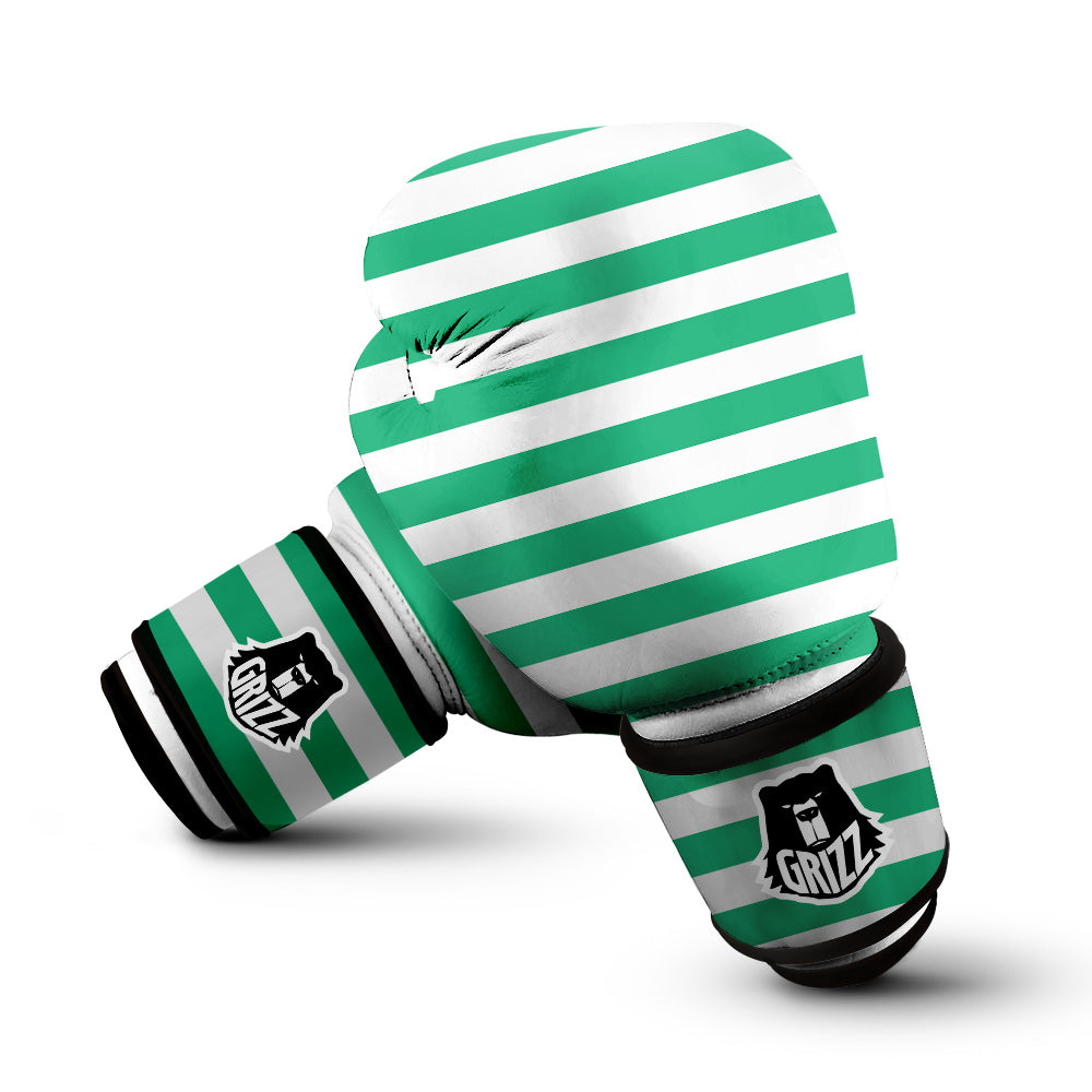 Jade Color Striped Print Boxing Gloves-grizzshop