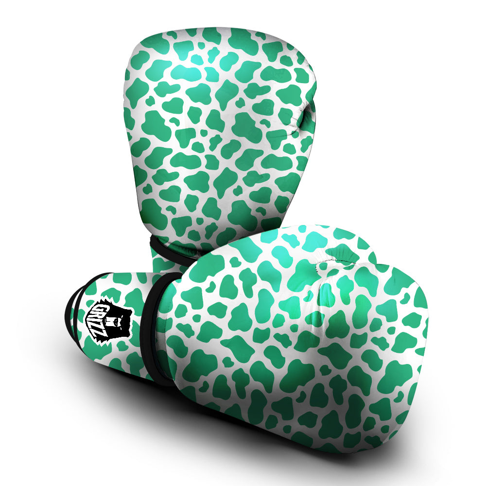 Jade Cow Print Pattern Boxing Gloves-grizzshop