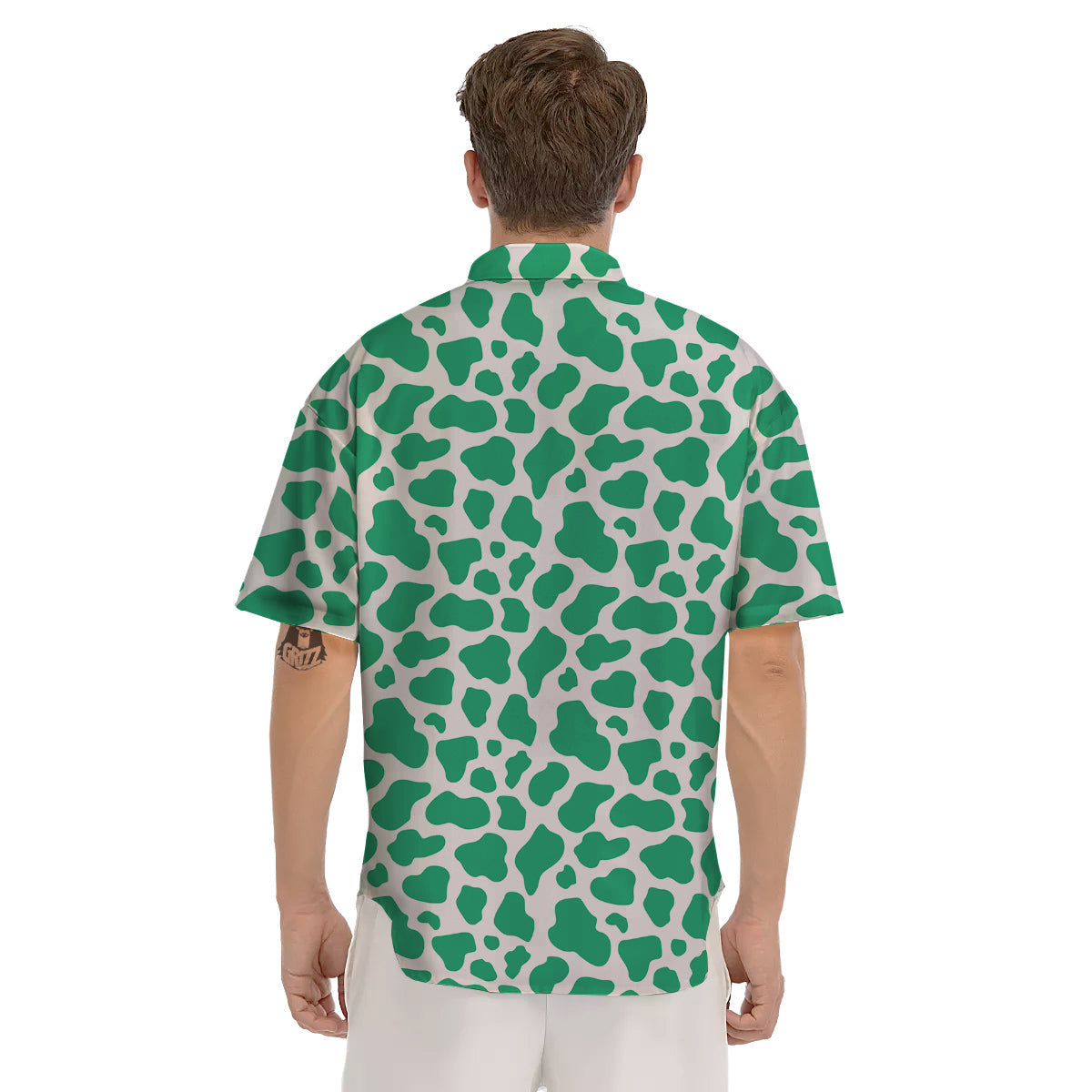 Jade Cow Print Pattern Men's Short Sleeve Shirts-grizzshop