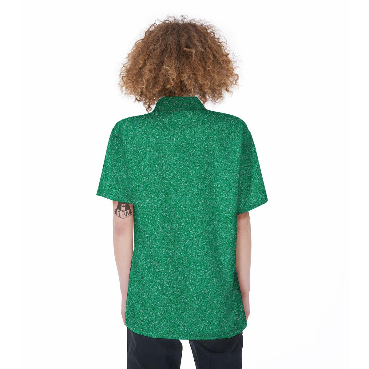 Jade Glitter Texture Print Women's Short Sleeve Shirts-grizzshop