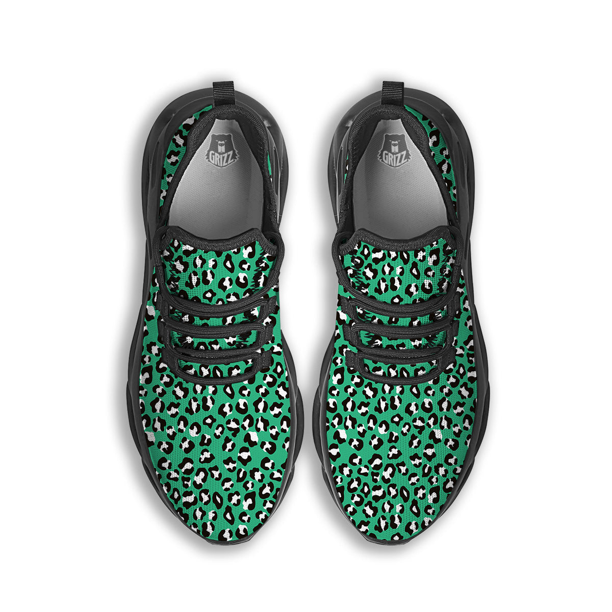 Jade Leopard Print Pattern Black Running Shoes-grizzshop