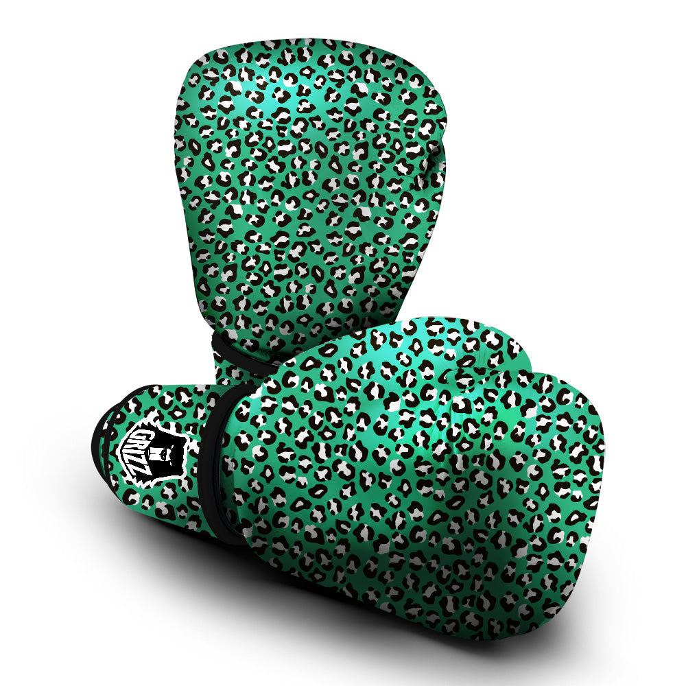 Jade Leopard Print Pattern Boxing Gloves-grizzshop