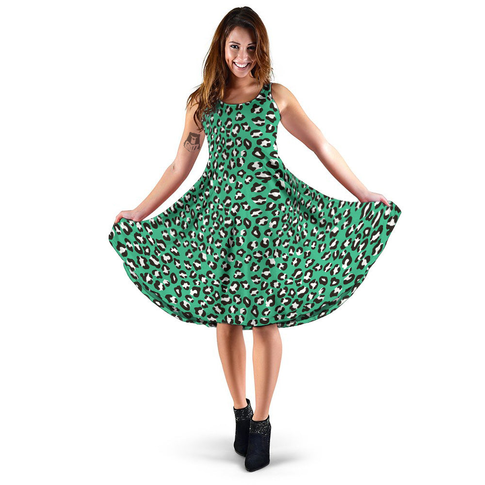 Jade Leopard Print Pattern Dress-grizzshop
