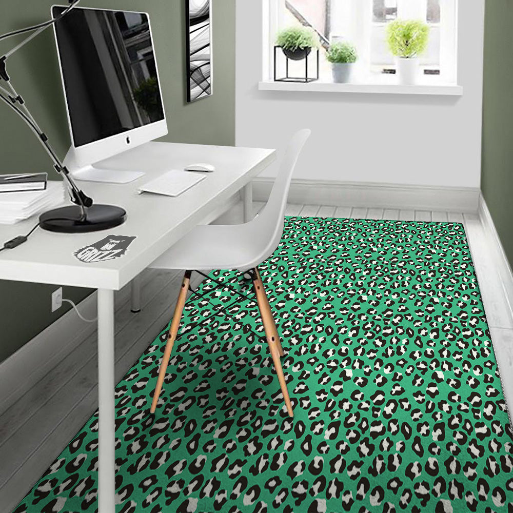 Jade Leopard Print Pattern Floor Mat-grizzshop