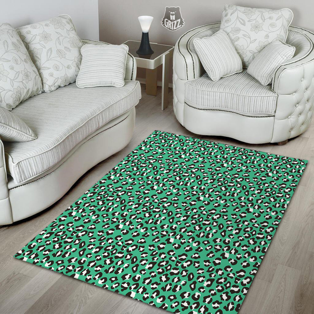 Jade Leopard Print Pattern Floor Mat-grizzshop