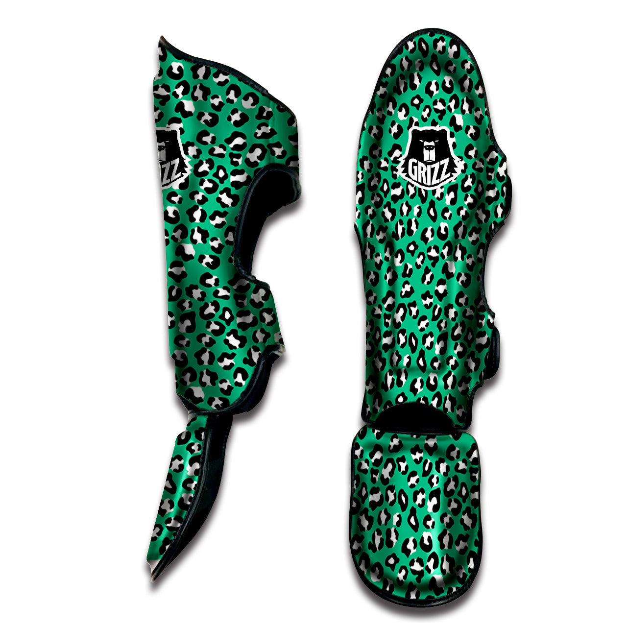 Jade Leopard Print Pattern Muay Thai Shin Guards-grizzshop