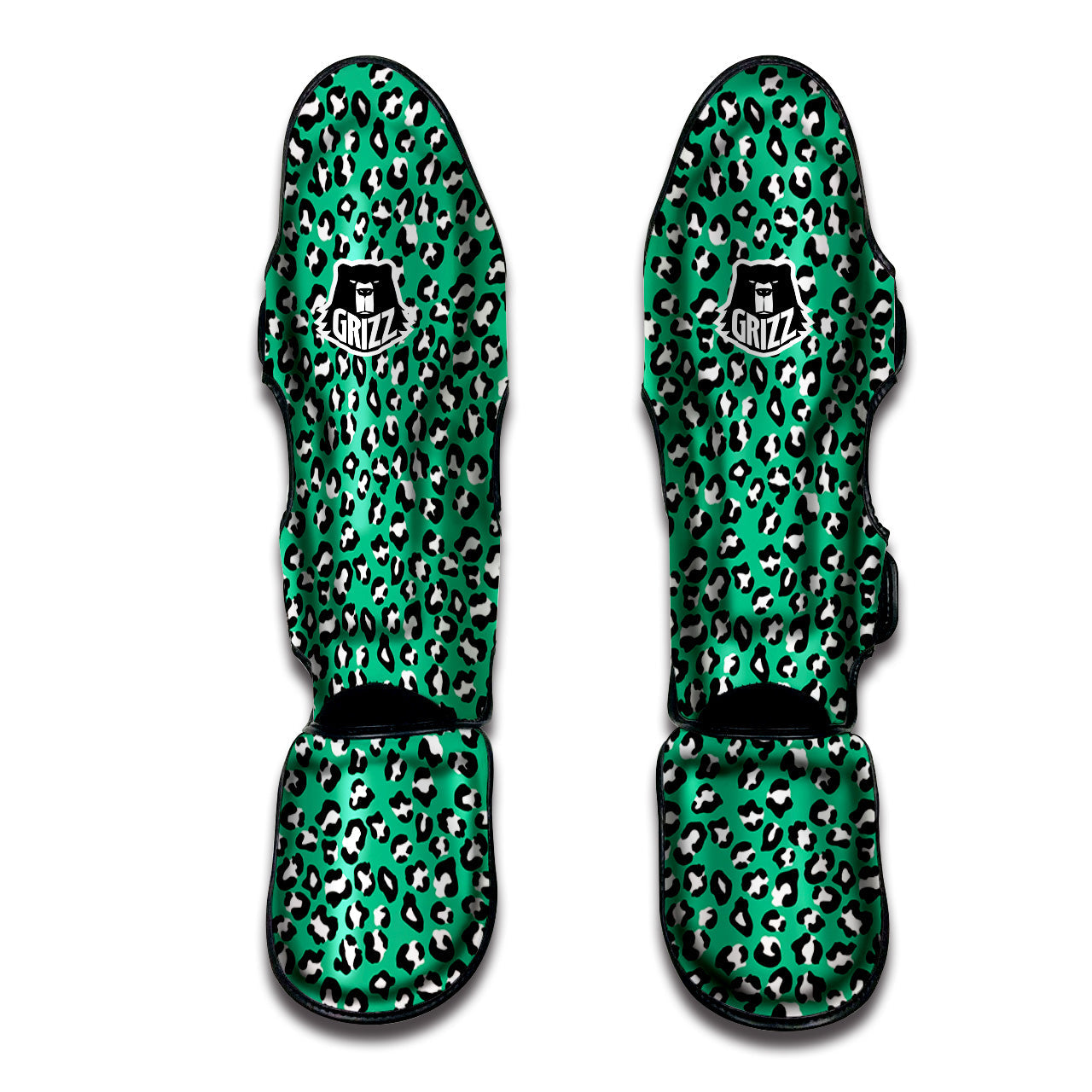 Jade Leopard Print Pattern Muay Thai Shin Guards-grizzshop