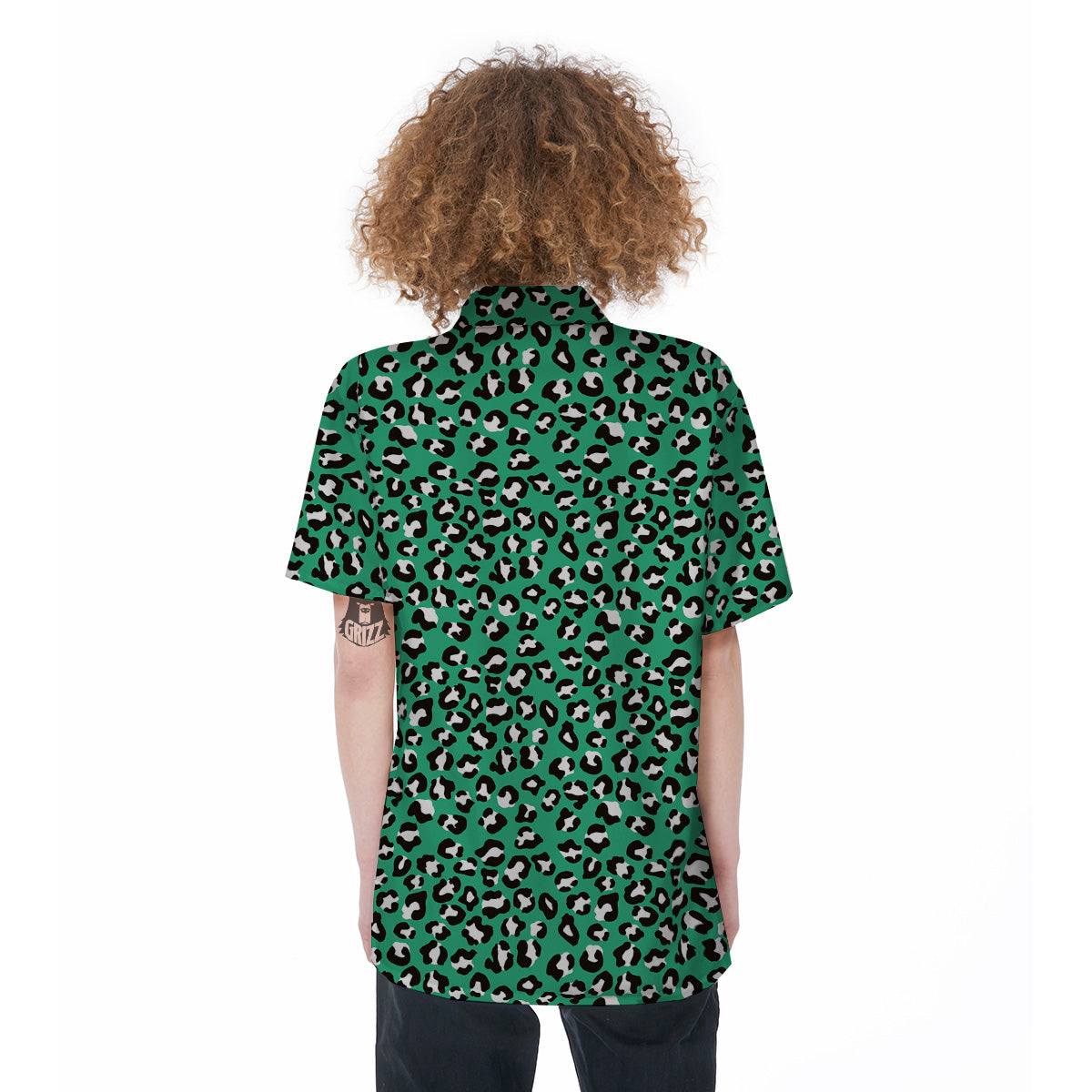 Jade Leopard Print Pattern Women's Short Sleeve Shirts-grizzshop